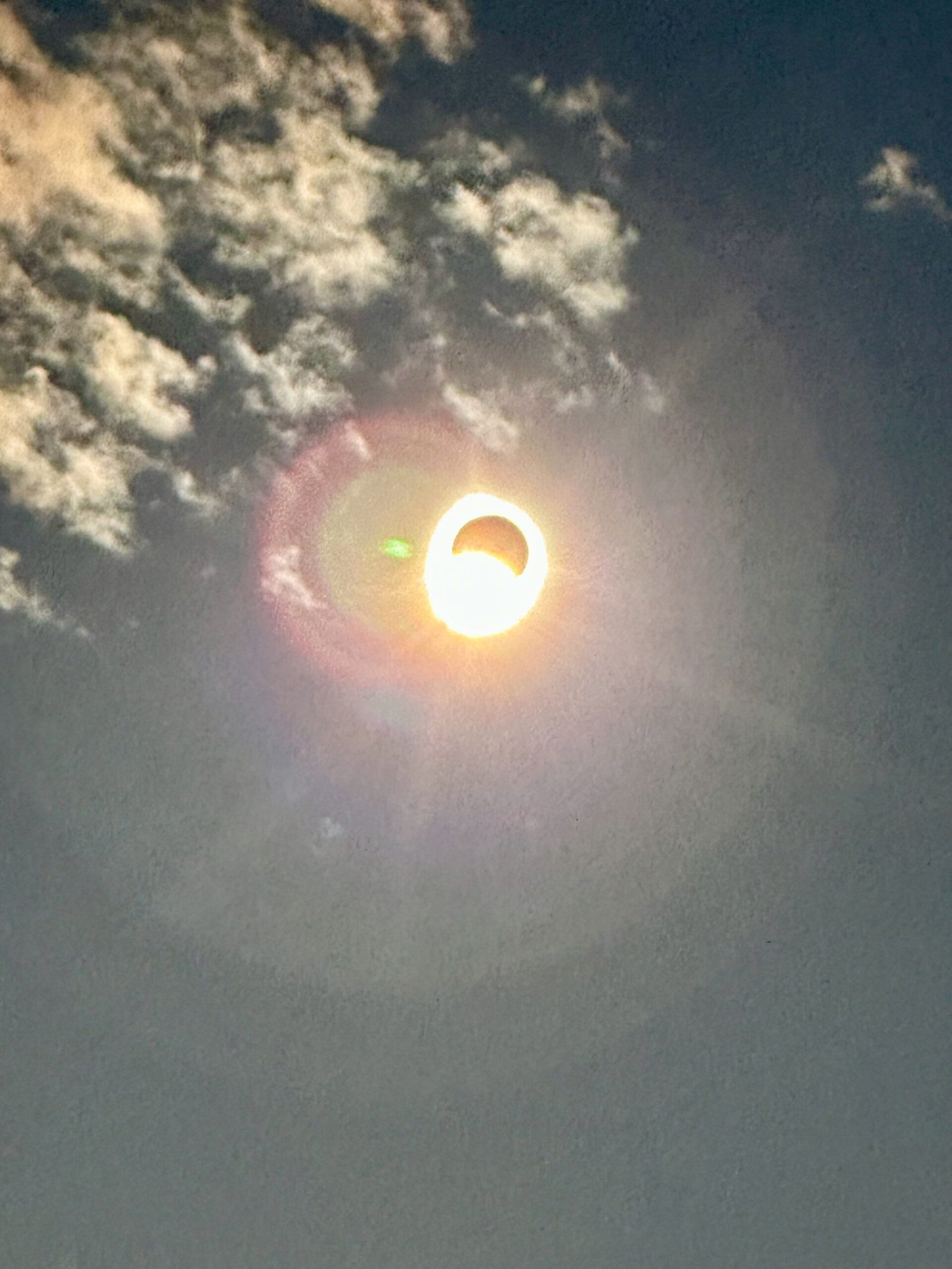 Diamond ring effect of the April 8, 2024, total solar eclipse in Fredericton, New Brunswick, as the first light emerges from behind the moon.